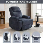 Acekool Fauteuil inclinable releveur en velours côtelé, Fauteuil chauffant massant avec double porte-gobelets et appui-tête en U pour salon