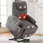 Acekool Fauteuil inclinable releveur en velours côtelé, Fauteuil chauffant massant avec double porte-gobelets et appui-tête en U pour salon