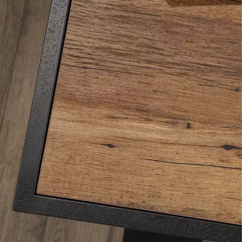 Bureau d'angle industriel GDFStudio Mercer avec 2 tiroirs et étagères