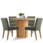 Ensemble table à manger ronde 5 pièces et 4 chaises rembourrées, ensemble de table à piédestal en bois moderne pour cuisine, coin petit-déjeuner ou salle à manger-Panipeachy