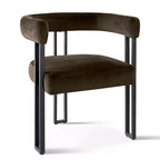 Ensemble de salle à manger 7 pièces avec chaises en velours, table ovale noire moderne et fauteuils rembourrés avec pieds en métal pour salle à manger - Panipeachy