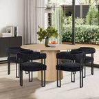 Ensemble de salle à manger rond 7 pièces avec 6 chaises rembourrées en chenille, table moderne sur pied de 52 po avec chaises de salle à manger à pieds en métal pour la cuisine-Panipeachy