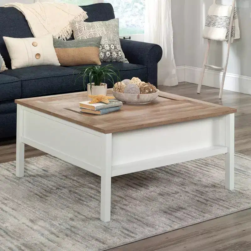 GDFStudio Fairview Modern Square Coffee Table with Game Top and Hidden Storage
