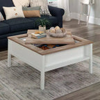 Table basse carrée moderne GDFStudio Fairview avec plateau de jeu et rangement caché