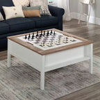 Table basse carrée moderne GDFStudio Fairview avec plateau de jeu et rangement caché