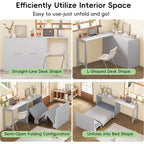 Lit de repos double avec commode et bureau, coussin pliable, bureau réglable, lit escamotable pour chambre d'amis, petit espace, pas de sommier tapissier