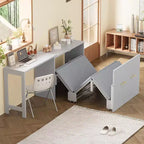 Lit de repos double avec commode et bureau, coussin pliable, bureau réglable, lit escamotable pour chambre d'amis, petit espace, pas de sommier tapissier