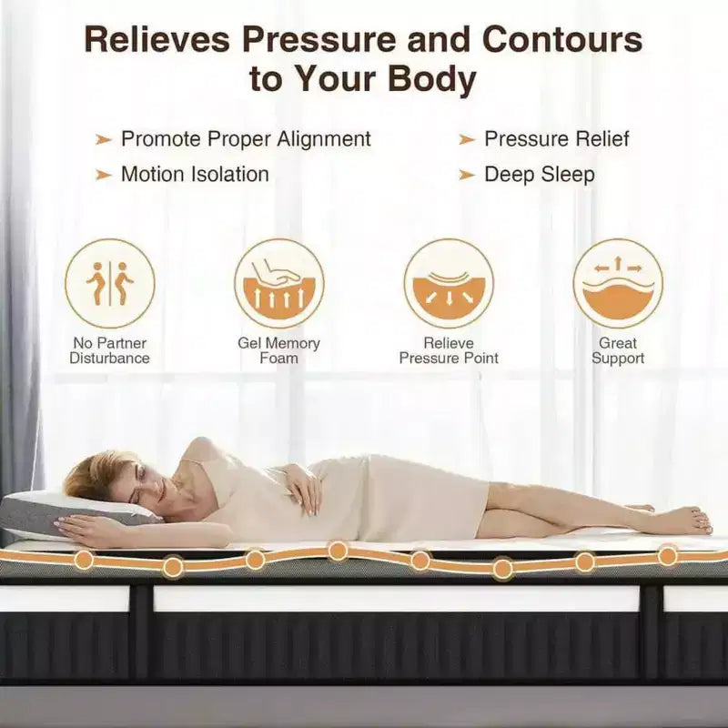 Matelas King Size, 35,5 cm d'épaisseur, mousse à mémoire de forme rafraîchissante et ressorts ensachés hybrides, matelas King en boîte, certifié CertiPUR-US