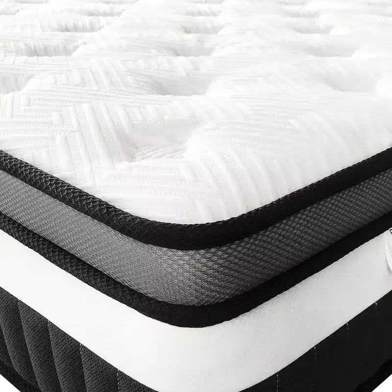 Matelas King Size, 35,5 cm d'épaisseur, mousse à mémoire de forme rafraîchissante et ressorts ensachés hybrides, matelas King en boîte, certifié CertiPUR-US