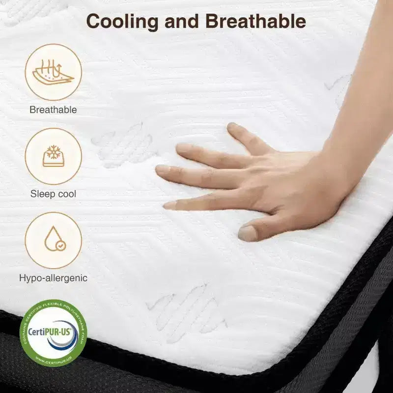 Matelas King Size, 35,5 cm d'épaisseur, mousse à mémoire de forme rafraîchissante et ressorts ensachés hybrides, matelas King en boîte, certifié CertiPUR-US