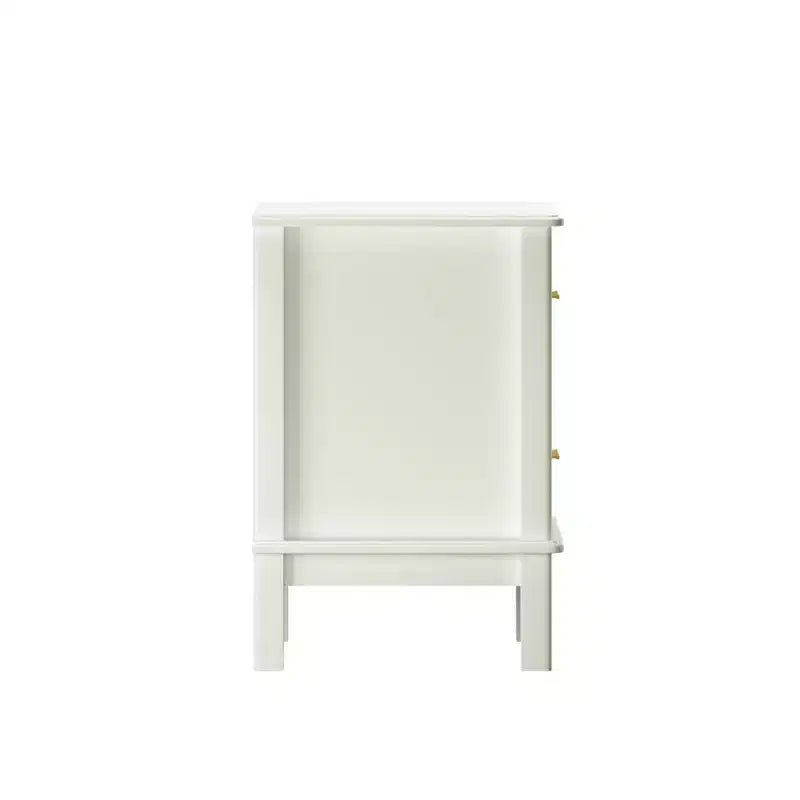 Table de chevet moderne Table d'appoint de chevet Table d'appoint de canapé Table d'appoint avec 2 tiroirs, Blanc crème - ModernLuxe