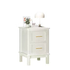 Table de chevet moderne Table d'appoint de chevet Table d'appoint de canapé Table d'appoint avec 2 tiroirs, Blanc crème - ModernLuxe