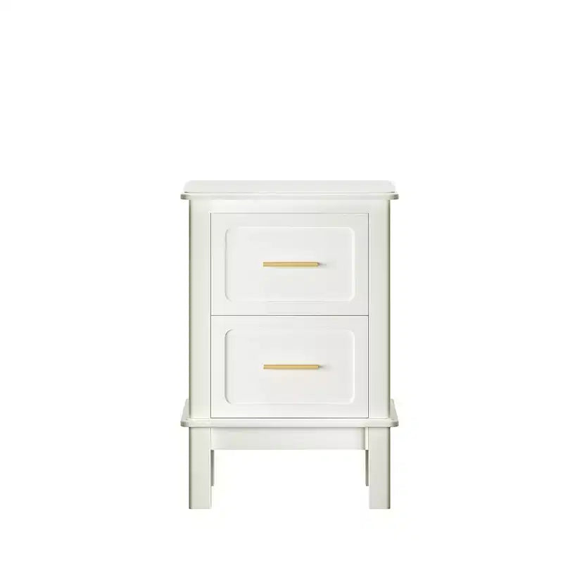 Table de chevet moderne Table d'appoint de chevet Table d'appoint de canapé Table d'appoint avec 2 tiroirs, Blanc crème - ModernLuxe