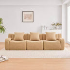 Canapé modulable moderne avec accoudoir incurvé, tissu bouclette, 3 places, assise profonde Cloud Sofa pour salon et chambre à coucher, aucun assemblage requis-Panipeachy