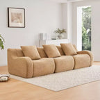 Canapé modulable moderne avec accoudoir incurvé, tissu bouclette, 3 places, assise profonde Cloud Sofa pour salon et chambre à coucher, aucun assemblage requis-Panipeachy