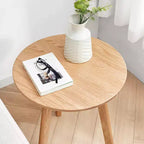 Table basse moderne TUYOHW avec cadre 100 % en bois de chêne, petite table d'appoint de 45 cm pour salon, table d'appoint ronde rustique, facile à assembler, naturelle
