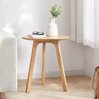 Table basse moderne TUYOHW avec cadre 100 % en bois de chêne, petite table d'appoint de 45 cm pour salon, table d'appoint ronde rustique, facile à assembler, naturelle