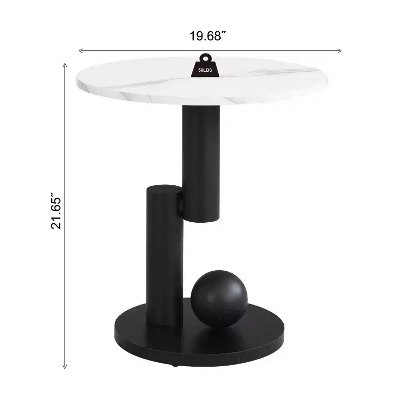 TUYOHW Lot de 2 tables basses gigognes modernes, table basse ovale pour salon, ensemble de tables d'appoint rondes avec tiroir, table basse de rangement, noir/blanc