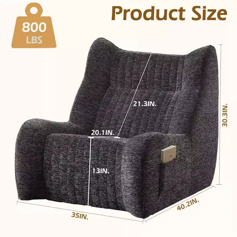 Fauteuil poire géant Okak avec accoudoirs, fauteuil de sol avec éponge haute résilience, canapé poire paresseux pour adultes, fauteuil d'appoint