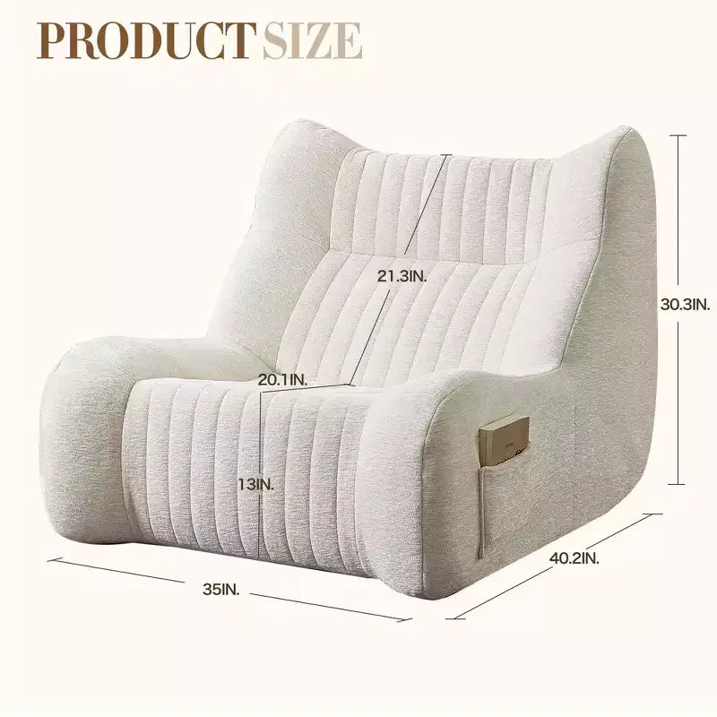 Fauteuil poire géant Okak avec accoudoirs, fauteuil de sol avec éponge haute résilience, canapé poire paresseux pour adultes, fauteuil d'appoint