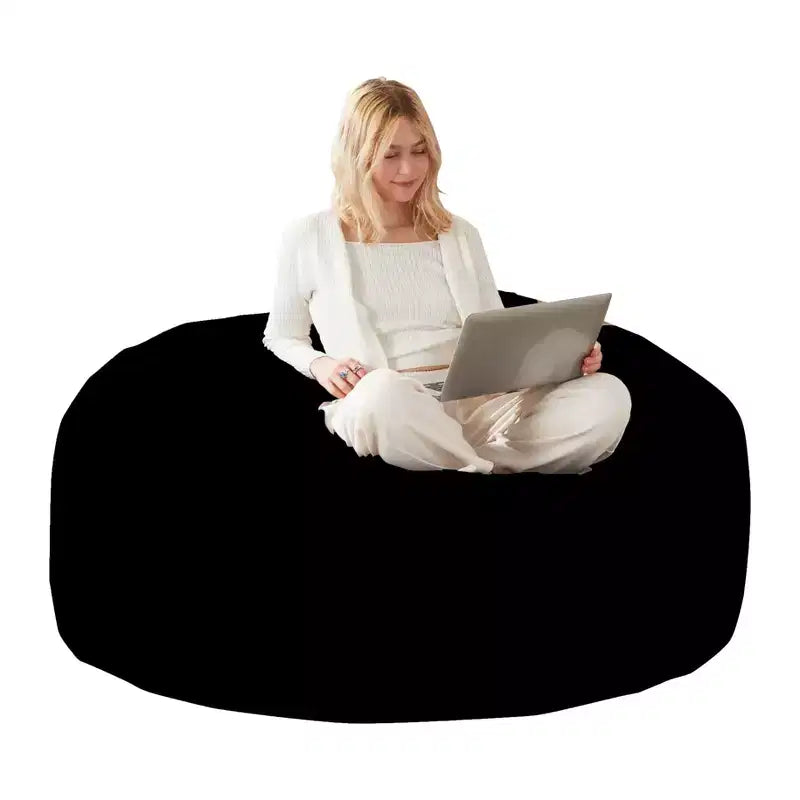 Okak Giant Bean Bag Chair with Memory Foam, Floor Chair Sofa Chair with Flannel Cover, Gaming Bean Bag Chairs for Adults for Living Room,Black