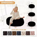 Okak Grand pouf géant avec mousse à mémoire de forme, fauteuil de sol avec housse en flanelle, pouf de jeu pour adultes pour salon, noir