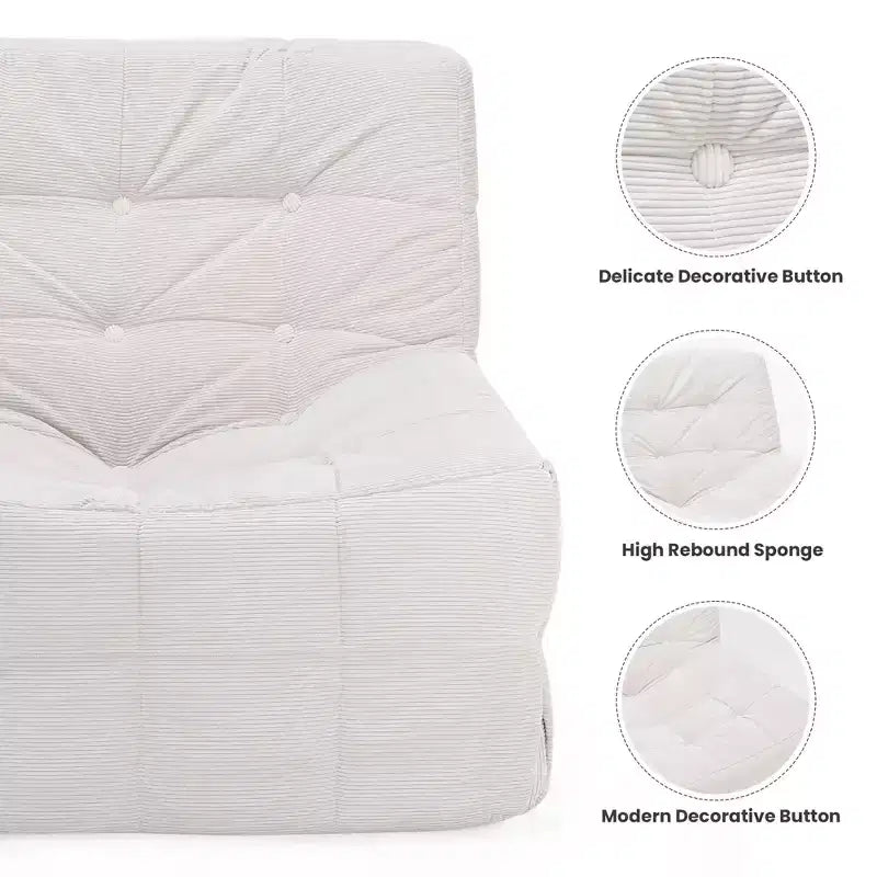 Okak Grand pouf géant avec pouf, chaise de sol en forme de pouf avec mousse à mémoire de forme, fauteuil pouf de jeu pour salon, beige