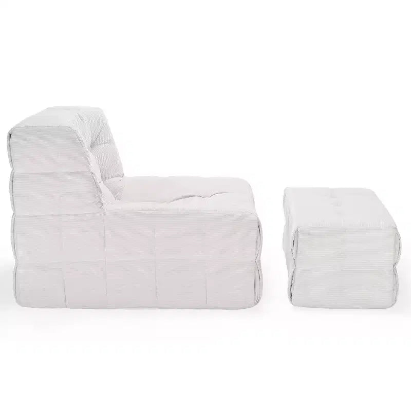 Okak Grand pouf géant avec pouf, chaise de sol en forme de pouf avec mousse à mémoire de forme, fauteuil pouf de jeu pour salon, beige