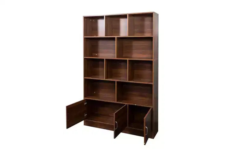 TUYOHW Étagères Hautes à 4 Niveaux avec 10 Cubes et 3 Portes, Bibliothèque Ouverte avec Meuble de Rangement, Bibliothèques en Bois pour Salon, Bureau