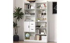 TUYOHW Étagères Hautes à 4 Niveaux avec 10 Cubes et 3 Portes, Bibliothèque Ouverte avec Meuble de Rangement, Bibliothèques en Bois pour Salon, Bureau