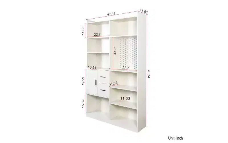 TUYOHW Étagères Hautes à 4 Niveaux avec 10 Cubes et 3 Portes, Bibliothèque Ouverte avec Meuble de Rangement, Bibliothèques en Bois pour Salon, Bureau