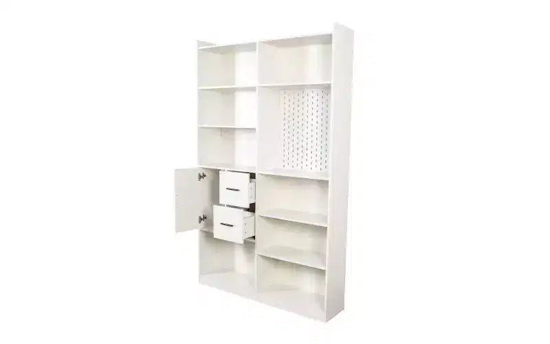 TUYOHW Étagères Hautes à 4 Niveaux avec 10 Cubes et 3 Portes, Bibliothèque Ouverte avec Meuble de Rangement, Bibliothèques en Bois pour Salon, Bureau