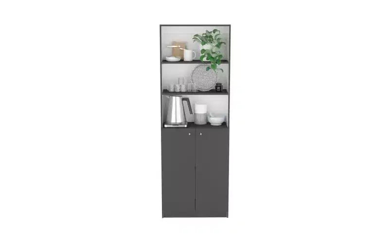 TUYOHW Étagères Modernes à 3 Niveaux avec 2 Portes, Bibliothèque Combinant Rangement Ouvert et Fermé, Bibliothèques Verticales pour Salon, Bureau à Domicile