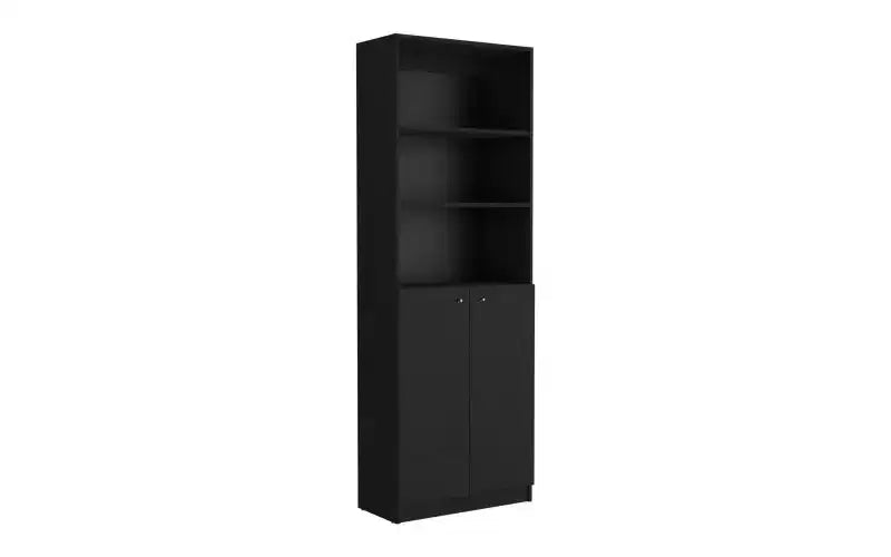 TUYOHW Étagères Modernes à 3 Niveaux avec 2 Portes, Bibliothèque Combinant Rangement Ouvert et Fermé, Bibliothèques Verticales pour Salon, Bureau à Domicile