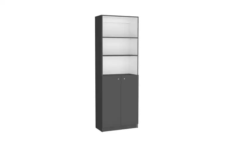 TUYOHW Étagères Modernes à 3 Niveaux avec 2 Portes, Bibliothèque Combinant Rangement Ouvert et Fermé, Bibliothèques Verticales pour Salon, Bureau à Domicile