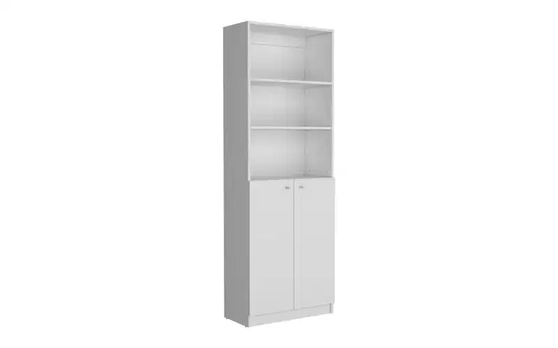 TUYOHW Modern 3-Tier Bookshelves with 2Doors,Combined Open & Closed Storage Bookshelf,Vertical Bookcases for Living Room,Home Office