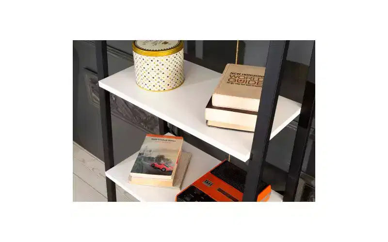 TUYOHW Étagère échelle moderne à 4 niveaux, étagère ouverte, étagère en bois, étagères à cadre métallique pour petits espaces, salon, bureau
