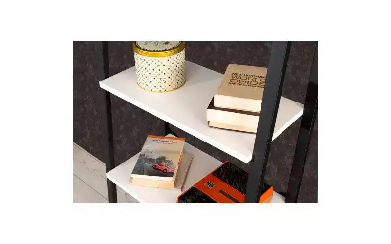 TUYOHW Étagère échelle moderne à 4 niveaux, étagère ouverte, étagère en bois, étagères à cadre métallique pour petits espaces, salon, bureau