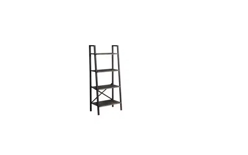 TUYOHW Étagère échelle moderne à 4 niveaux, étagère ouverte, étagère en bois, étagères à cadre métallique pour petits espaces, salon, bureau