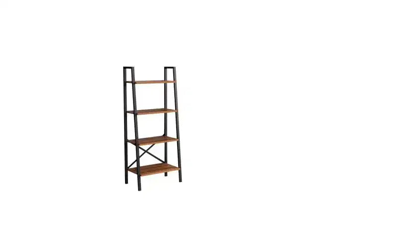 TUYOHW Étagère échelle moderne à 4 niveaux, étagère ouverte, étagère en bois, étagères à cadre métallique pour petits espaces, salon, bureau