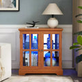Antique Display Cabinet with Adjustable Shelves,Retro Design Quality Showcase with Lattice Doors Elegant Bookcase and Storage Cabinet for Home Decor