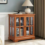 Vitrine Antique avec Étagères Réglables, Vitrine de Qualité au Design Rétro avec Portes Treillis, Bibliothèque Élégante et Meuble de Rangement pour la Décoration Intérieure