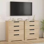 Commode 4 tiroirs, Meuble de rangement pour chambre, Commode en bois avec poignées encastrées pour salon, couloir