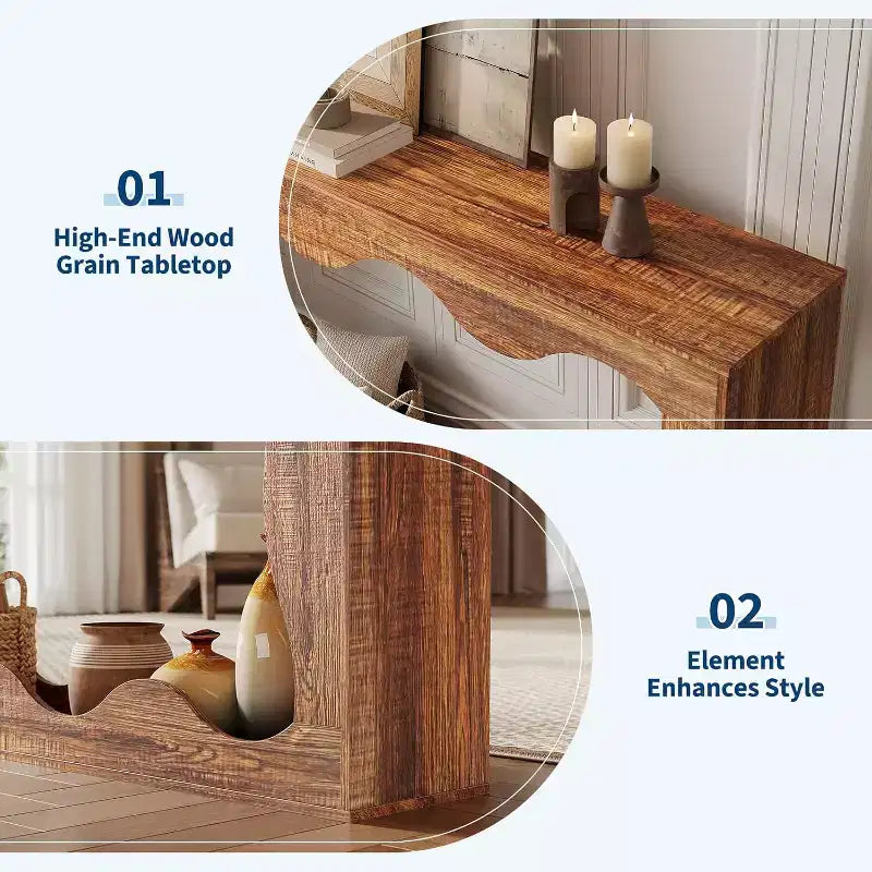Acekool Table console de ferme de 63 pouces, table de canapé étroite industrielle pour entrée et salon