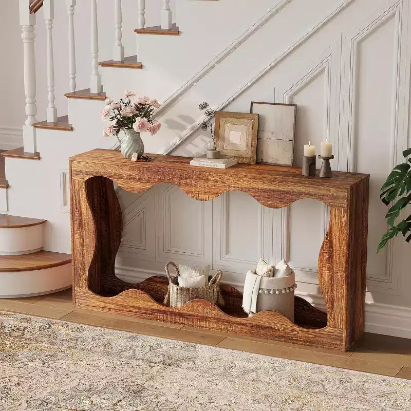 Acekool Table console de ferme de 63 pouces, table de canapé étroite industrielle pour entrée et salon