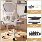 MAYEERTY Chaise de bureau ergonomique avec dossier en maille, soutien lombaire et accoudoirs relevables pour le travail et les études, Kaki