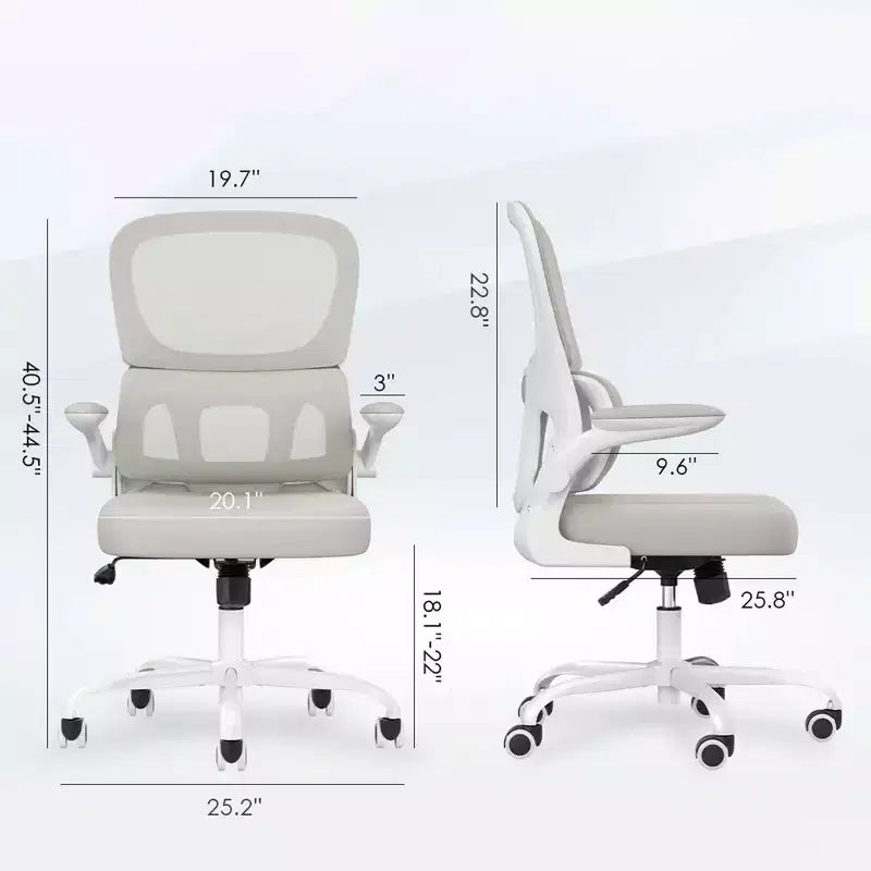 MAYEERTY Chaise de bureau ergonomique avec dossier en maille, soutien lombaire et accoudoirs relevables pour le travail et les études, Kaki