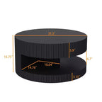TUYOHW Table basse d'appoint cannelée très tendance de 80 cm, table de salon ronde à 2 niveaux, table d'appoint chic pour salon, table d'appoint de rangement, capacité de 50 kg