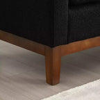 Banc rembourré de 53,5 po de large, ottoman avec pieds en bois et coussins cylindriques pour le bout du lit, la chambre, le salon, l'entrée, noir