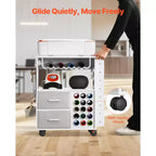 Chariot et table de rangement roulants VEVOR, compatibles avec les machines Cricut, poste de travail d'organisation pour loisirs créatifs avec 2 ports USB et prises, blanc